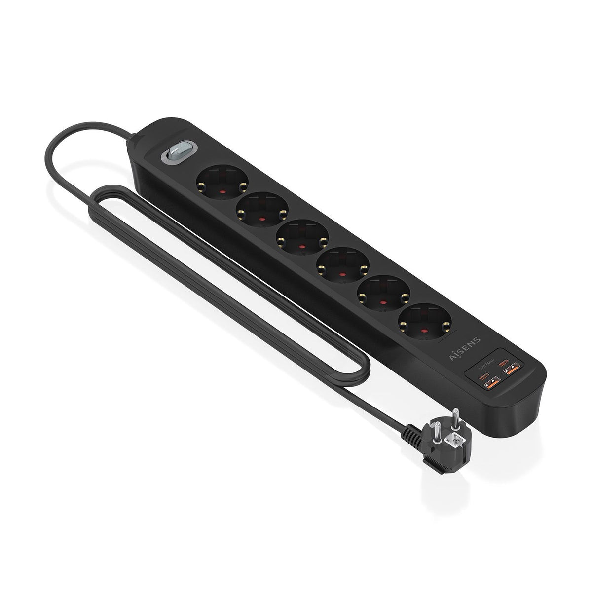 Regleta Aisens 6Tomas 2Usb-C 2usb-A (ASPS-2A2C17-BK)