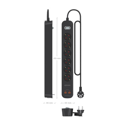 Regleta Aisens 6Tomas 2Usb-C 2usb-A (ASPS-2A2C17-BK)