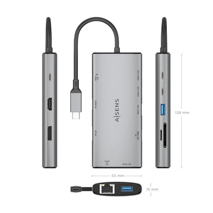 Docking AISENS 10en1 USB-C Gris