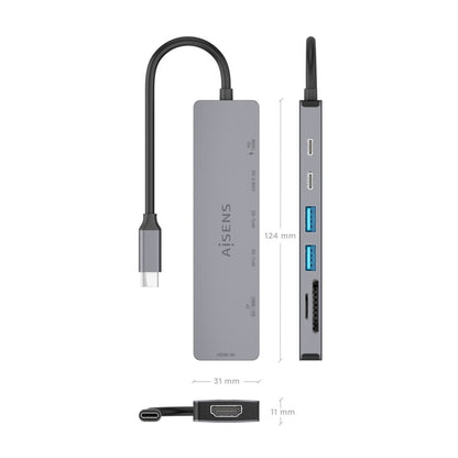 Docking AISENS USB-C a USB-A/C/HDMI