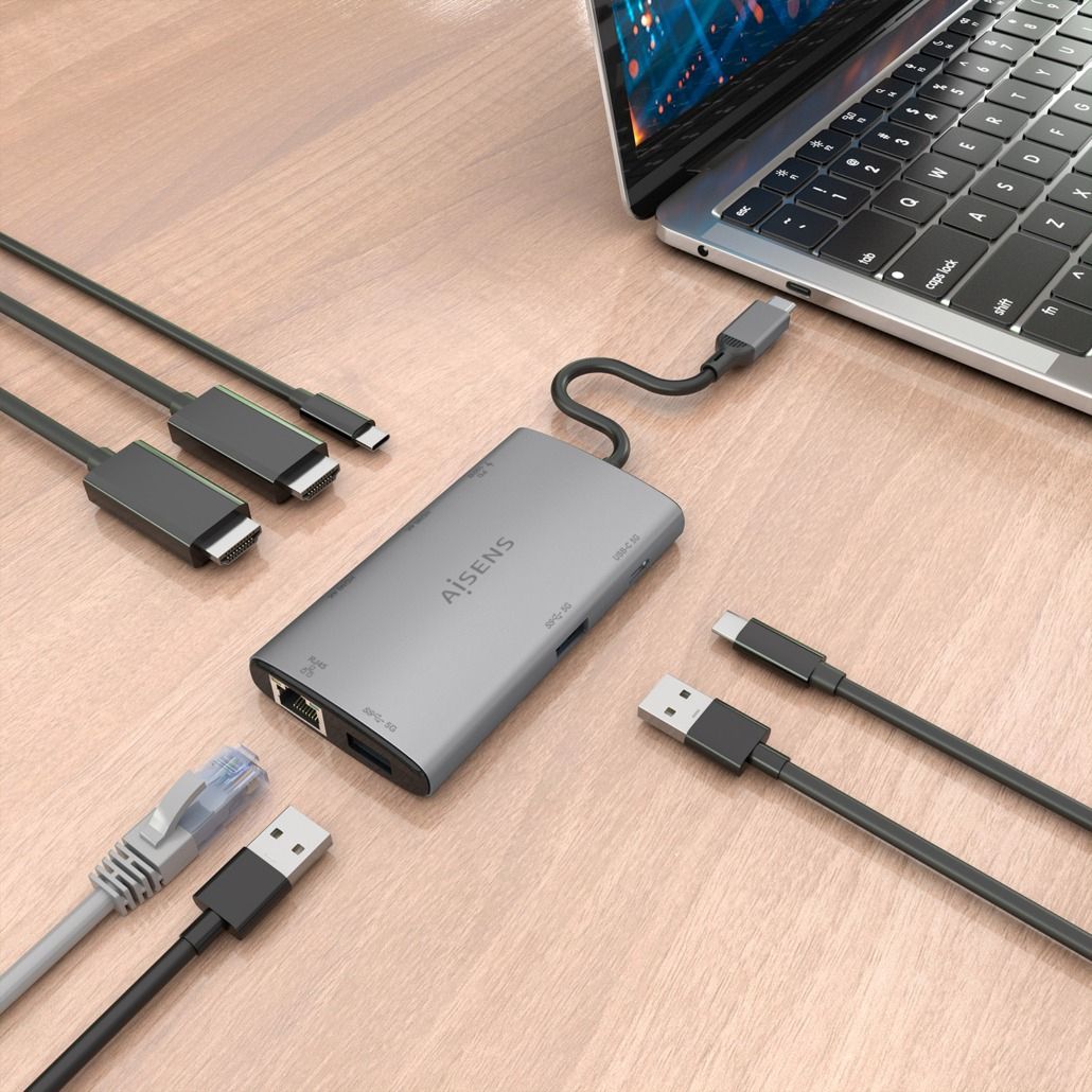 Docking AISENS USB-C a USB/HDMI/RJ45