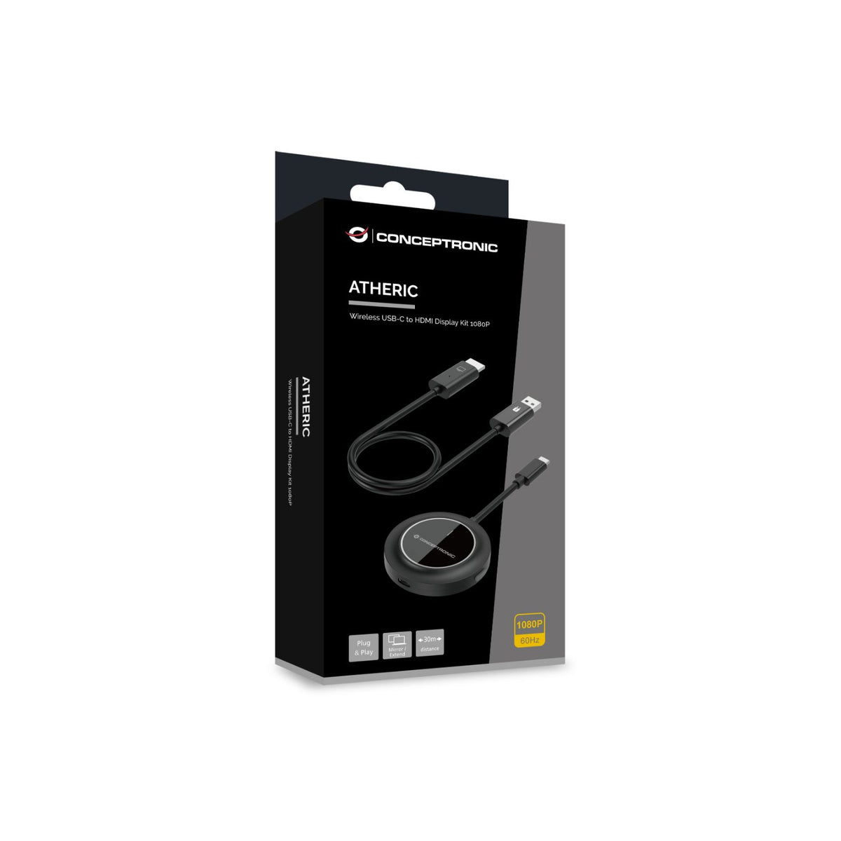 Transmisor CONCEPTRONIC USB-C a HDMI Negro (ATHERIC01B)