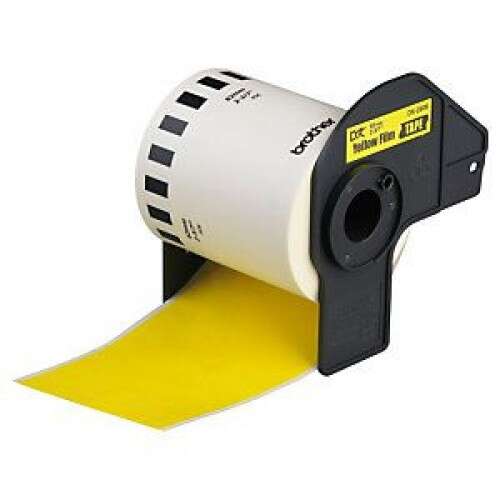 Brother DK22606 - Generic Custom Size Labels - Width 62mm x 15.24 meters - Black text on yellow background
