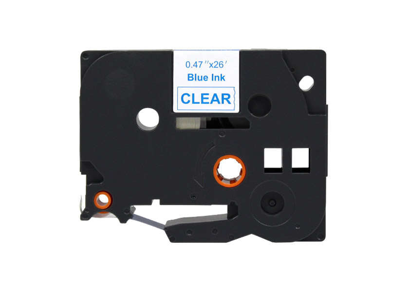 Brother TZe133 Generic Laminated Label Tape - Blue Text on Transparent Background - Width 12mm x 8 meters