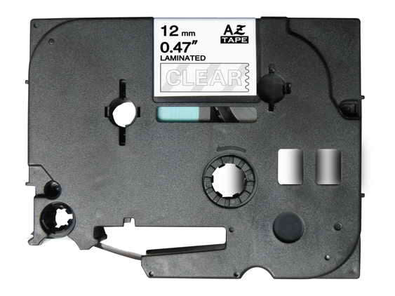 Brother TZe135 Generic Laminated Label Tape - White Text on Transparent Background - Width 12mm x 8 meters