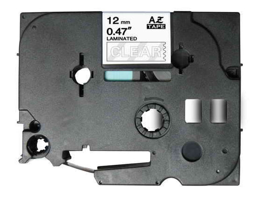 Brother TZe135 Generic Laminated Label Tape - White Text on Transparent Background - Width 12mm x 8 meters