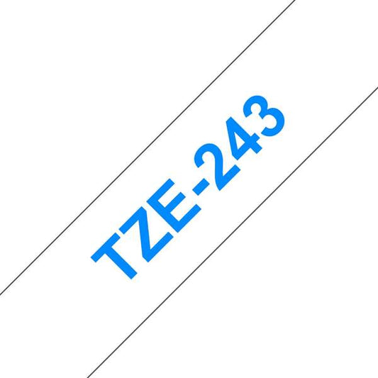 Brother TZe243 Generic Laminated Label Tape - Blue Text on White Background - 18mm Width x 8 Meters