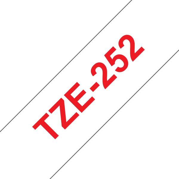 Brother TZe252 Generic Laminated Label Tape - Red Text on White Background - Width 24mm x 8 meters