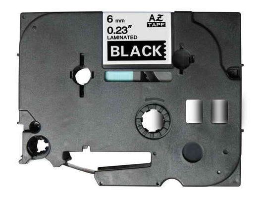 Brother TZe315 Generic Laminated Label Tape - White Text on Black Background - 6mm x 8m Width