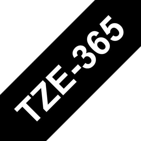 Brother TZe365 Generic Laminated Label Tape - White Text on Black Background - Width 36mm x 8 meters