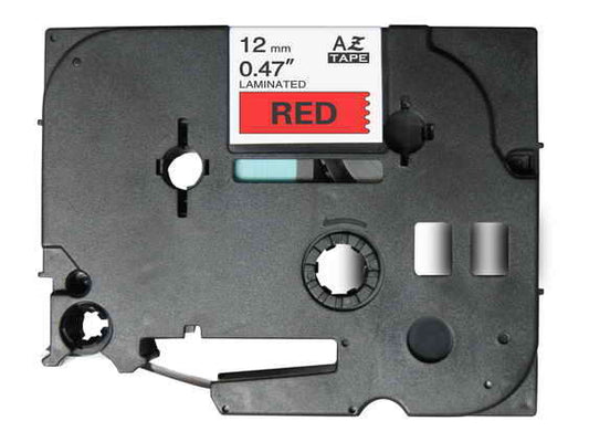 Brother TZe431 Generic Laminated Label Tape - Black Text on Red Background - 12mm Width x 8 Meters