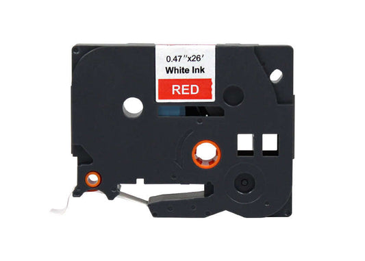 Brother TZe435 Generic Laminated Label Tape - White Text on Red Background - 12mm Width x 8 Meters