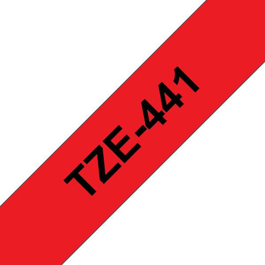 Brother TZe441 Generic Laminated Label Tape - Black Text on Red Background - 18mm Width x 8 Meters