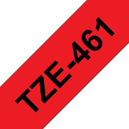 Brother TZe461 Generic Laminated Label Tape - Black Text on Red Background - Width 36mm x 8 meters