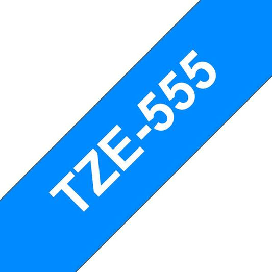 Brother TZe555 Generic Laminated Label Tape - White Text on Blue Background - Width 24mm x 8 meters