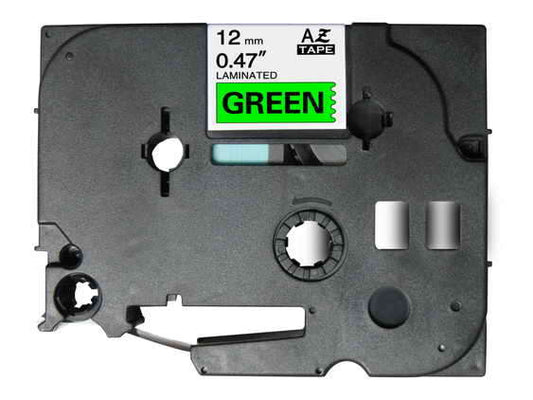 Brother TZe731 Generic Laminated Label Tape - Black Text on Green Background - 12mm Width x 8 Meters