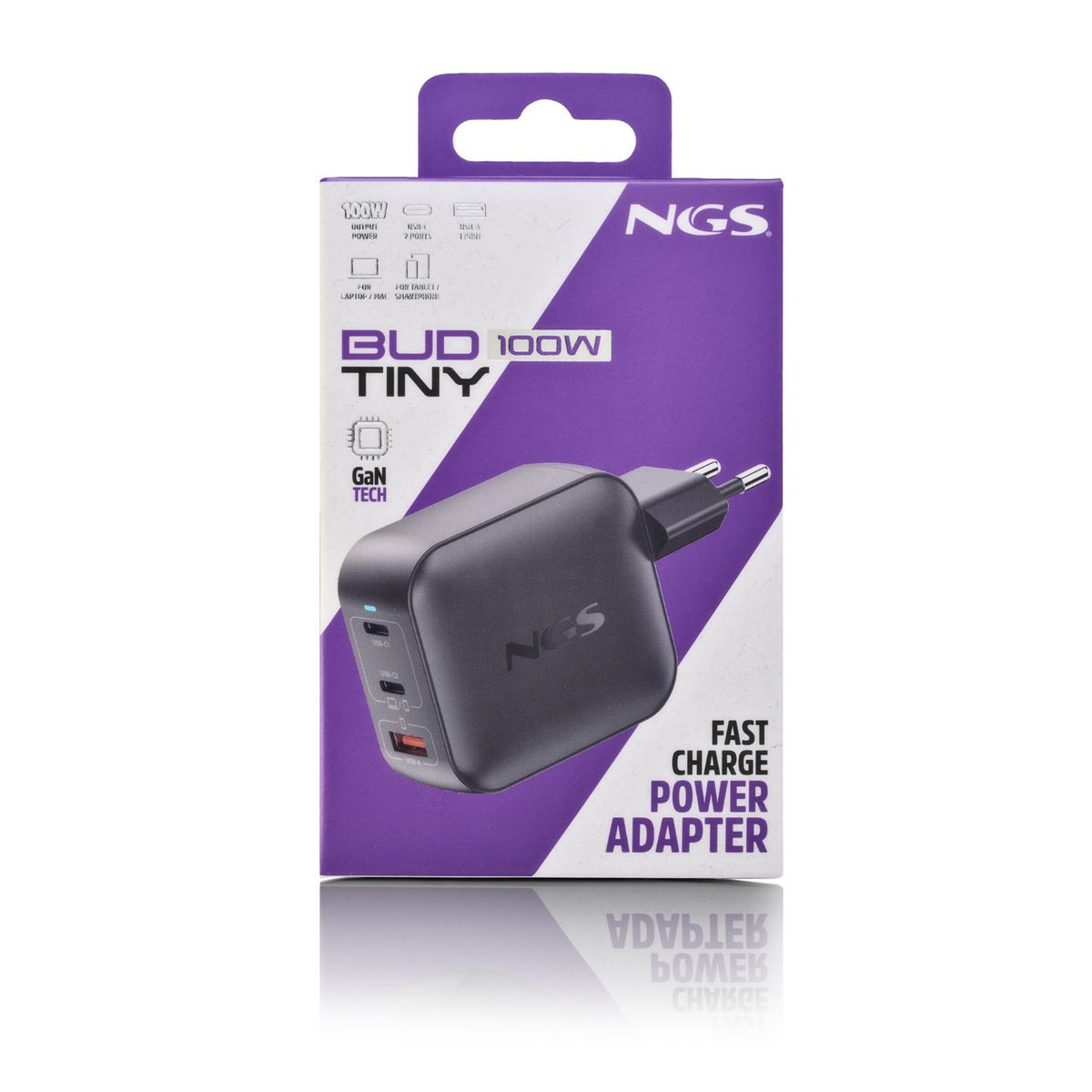 Cargador NGS 2xUSB-C 1xUSB-A 100W Negro (BUD100WTINY)