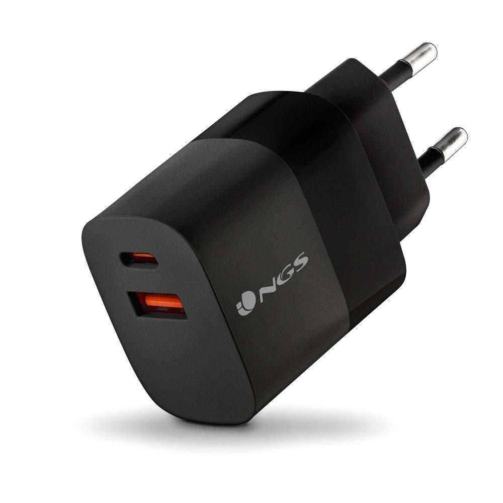 Cargador Pared NGS 1xUSB-C 1xUSB-A 33W Negro (BUD33W)