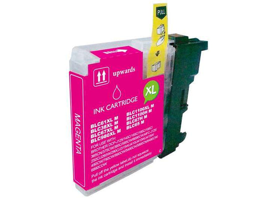 BULK - Brother LC980XL/LC1100XL/LC985XL Magenta Generic Ink Cartridge - Replaces LC980M/LC1100M/LC985M