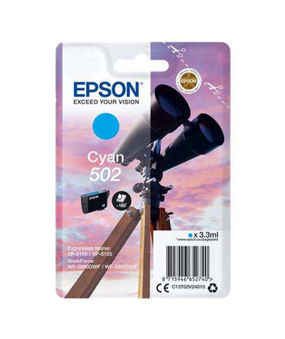 Epson 502 Cyan Cartucho de Tinta Original - C13T02V24010. 165 Paginas