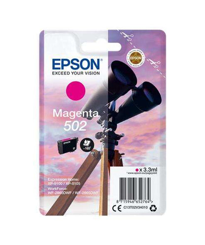 Epson 502 Magenta Cartucho de Tinta Original - C13T02V34010. 165 Paginas