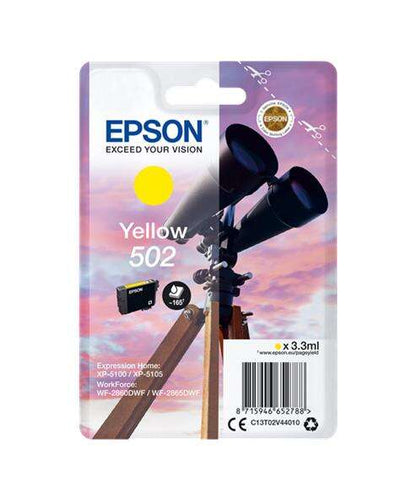 Epson 502 Amarillo Cartucho de Tinta Original - C13T02V44010. 165 Paginas