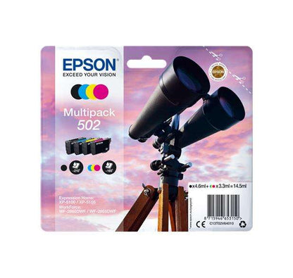 Epson 502 Pack de 4 Cartuchos de Tinta Originales - C13T02V64010. 1x 210 Paginas / 3x 165 Paginas