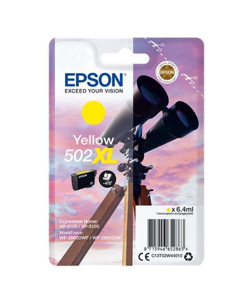 Epson 502XL Yellow Original Ink Cartridge - C13T02W44010