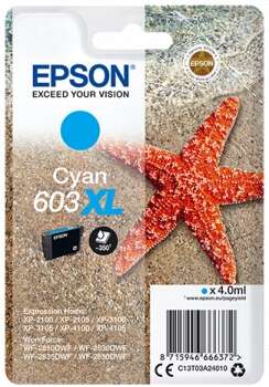 Epson 603XL Cyan Cartucho de Tinta Original - C13T03A24010. 350 Paginas