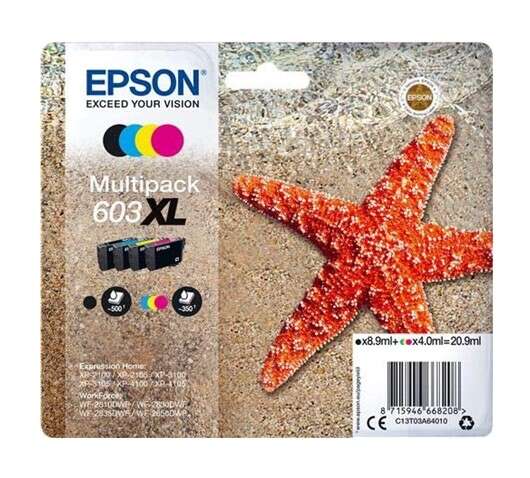 Epson 603XL 4-Pack Original Ink Cartridges - C13T03A64010
