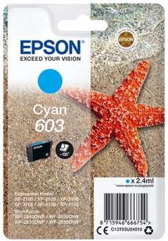 Epson 603 Cyan Cartucho de Tinta Original - C13T03U24010. 130 Paginas