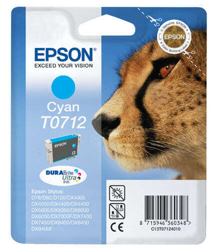 Epson T0712 Cyan Cartucho de Tinta Original - C13T07124012. 5.5 ml