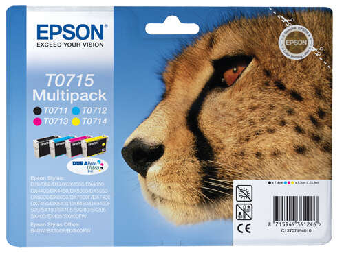 Epson T0715 Pack of 4 Original Ink Cartridges - C13T07154012