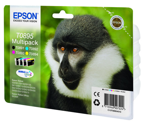 Epson T0895 Pack of 4 Original Ink Cartridges - C13T08954010