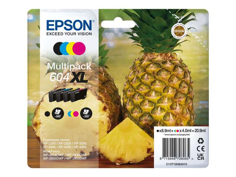 Epson 604XL 4-Pack Original Ink Cartridges - C13T10H64010