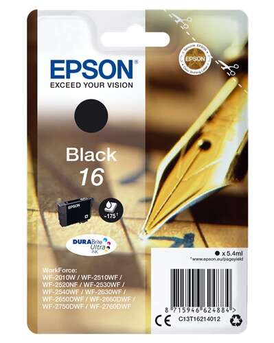 Epson T1621 Negro Cartucho de Tinta Original - C13T16214012. 175 Paginas
