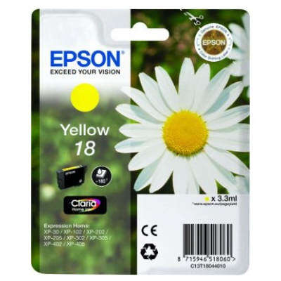 Epson T1804 (18) Yellow Original Ink Cartridge - C13T18044012