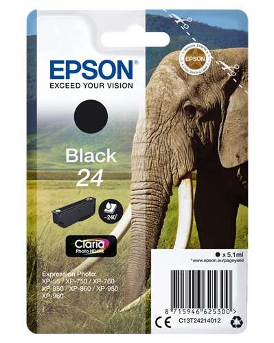 Epson T2421 (24) Negro Cartucho de Tinta Original - C13T24214012. 240 Paginas