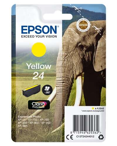 Epson T2424 (24) Amarillo Cartucho de Tinta Original - C13T24244012. 360 Paginas