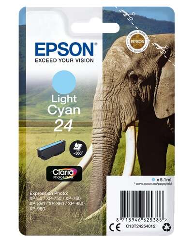 Epson T2425 (24) Cyan Light Cartucho de Tinta Original - C13T24254012. 360 Paginas