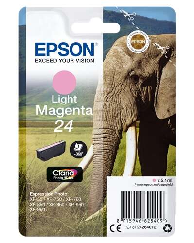 Epson T2426 (24) Magenta Light Cartucho de Tinta Original - C13T24264012. 360 Paginas