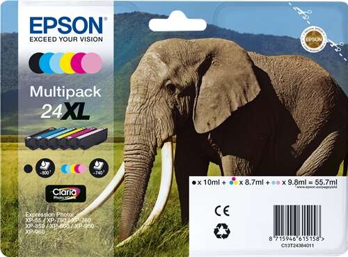 Epson T2438 (24XL) 6-Pack Original Ink Cartridges - C13T24384011