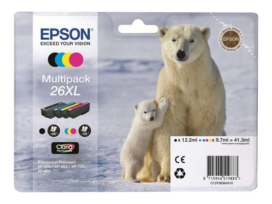 Epson T2636 (26XL) 4-Pack Original Ink Cartridges - C13T26364010