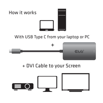 Adaptador Club 3D USB-C 3.2 a DVI-D M/H Gris (CAC-1510)