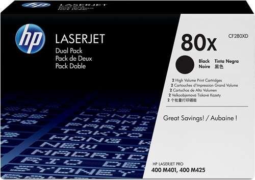HP CF280X Black 2-Pack Original Toner Cartridges - 80X