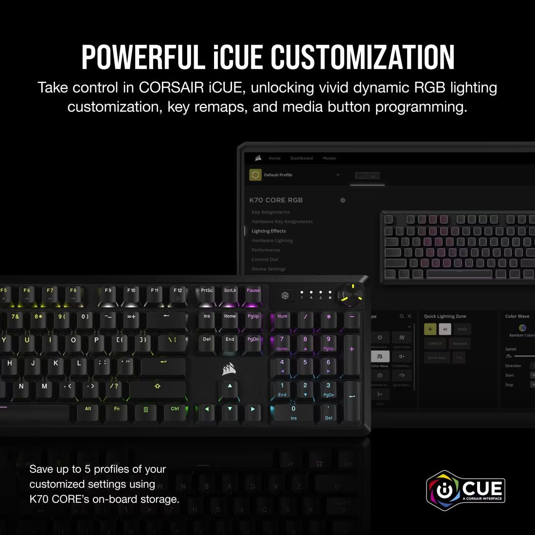 Teclado Corsair K70 Core RGB USB-A 3.0 (CH-910971E-ES)