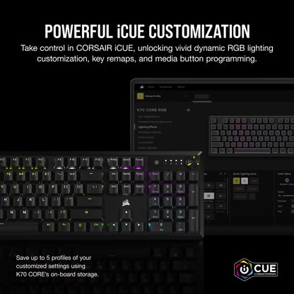 Teclado Corsair K70 Core RGB USB-A 3.0 (CH-910971E-ES)