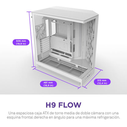 Caja NZXT H9 Flow ATX EATX mATX Blanca (CM-H92FW-01)