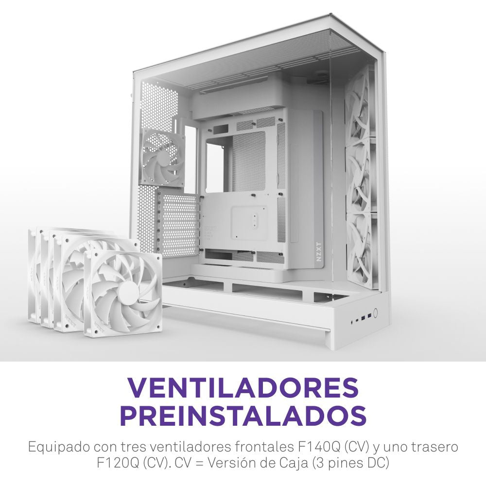 Caja NZXT H9 Flow ATX EATX mATX Blanca (CM-H92FW-01)