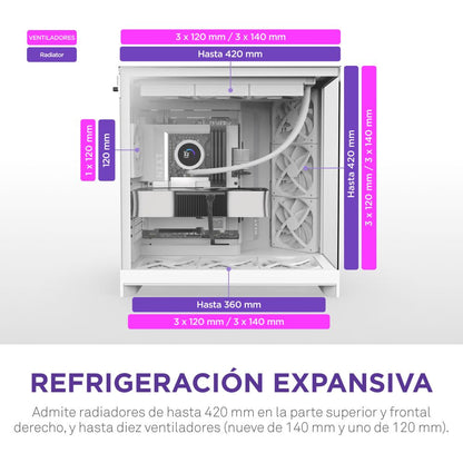 Caja NZXT H9 Flow ATX EATX mATX Blanca (CM-H92FW-01)